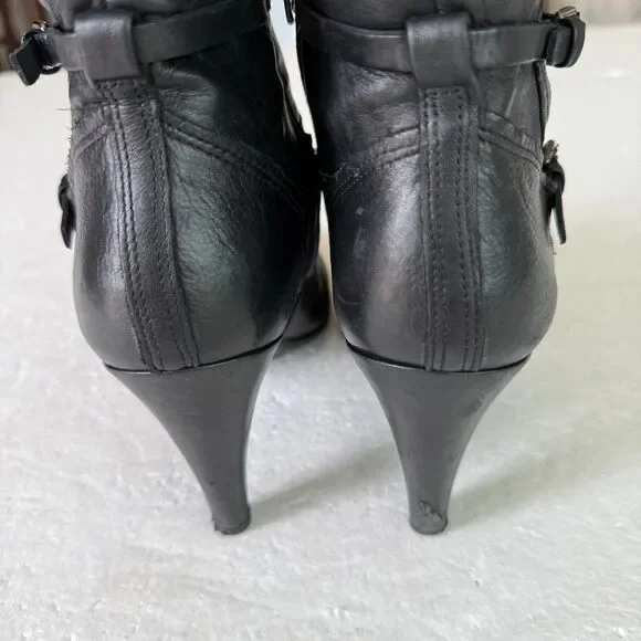 Size 40 / 9 - 9.5 - Ecco Shape Stiletto 75 Sleek Black Leather Booties Studded - Picture 10 of 10